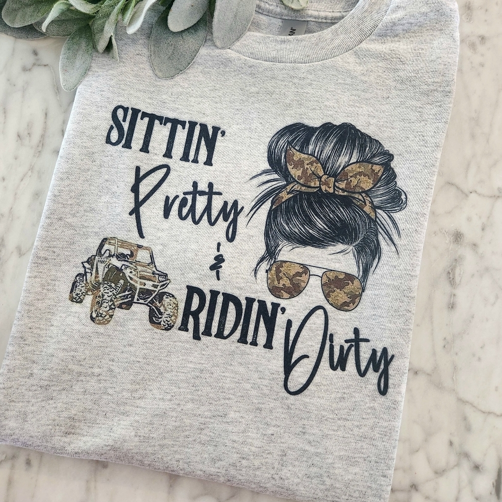 Riding shirt atv sxs utv popular mudding trending messy bun sitting pretty